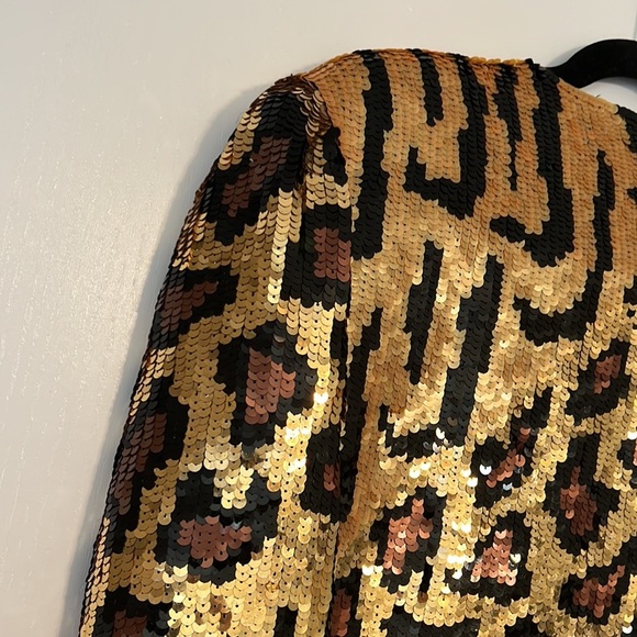 Vintage 1980’s Sequined Leopard Blazer French Collizioni Size L - Picture 11 of 12